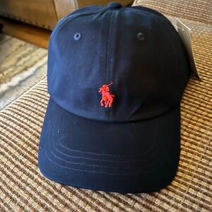 Polo by Ralph Lauren Navy Cap with Red Embroidery